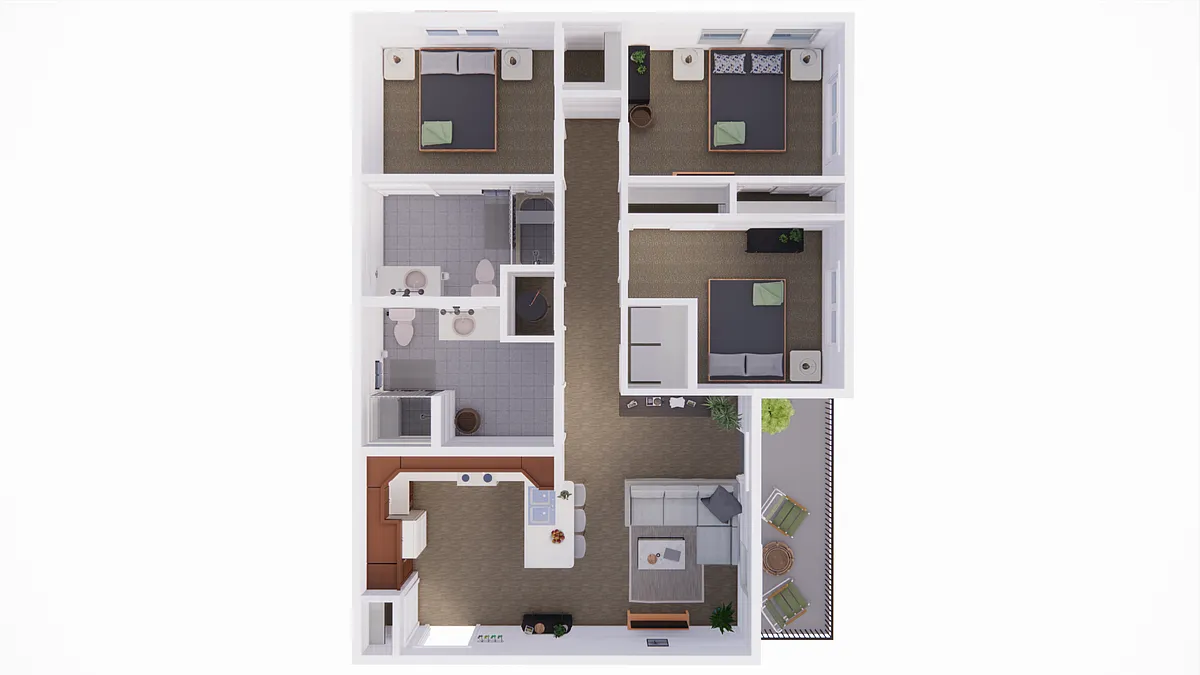 Floor plan 3 Bedroom 2 Bathroom C1