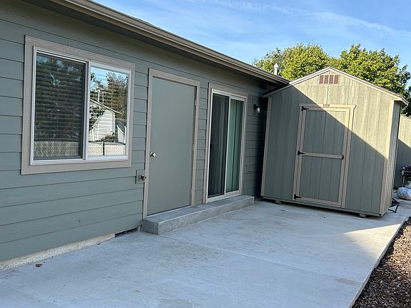 Patio and storage in back of unit