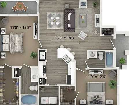 Two Bedroom Two Bath Floor Plan Two Bedroom Two Bath Floor Plan