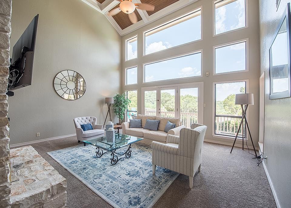 Spectacular Two Story Living Room with Hill Country View