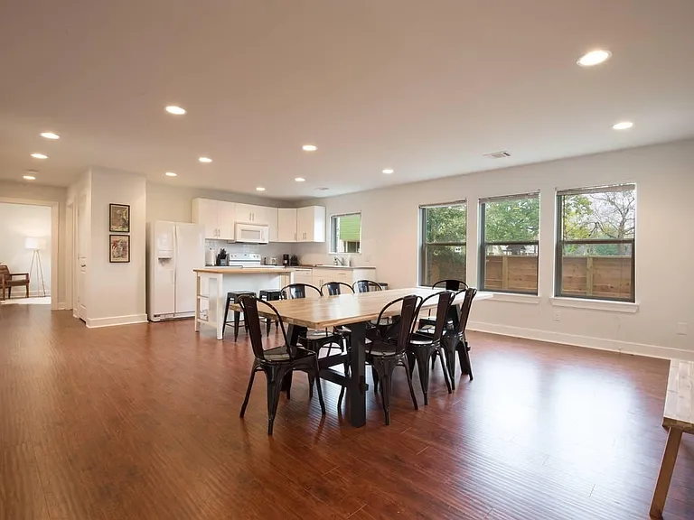 Built in 2013, the duplex has modern features and an open fl