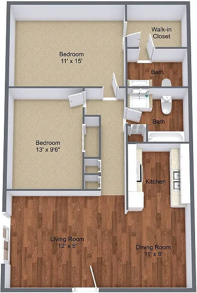 Floor plan Two Bedroom Updated