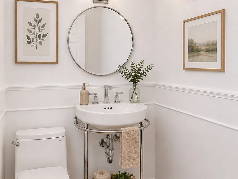 powder room next to kitchen