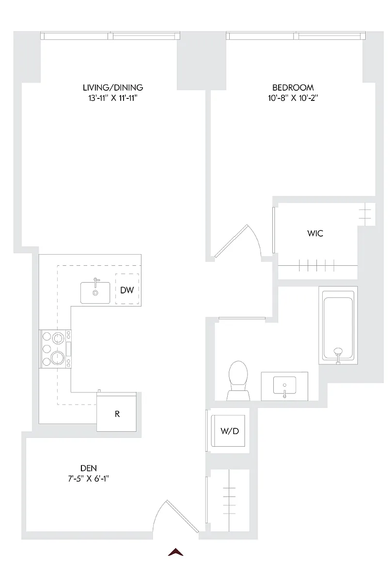 Floor plan 2 Bed 2 Bath + Den A