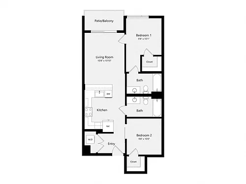 Floor plan Urban Two Bedroom D01E