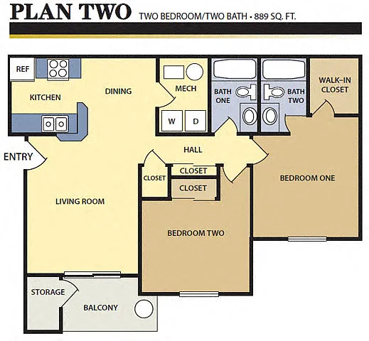 Floor plan Two Bedroom/Two Bath