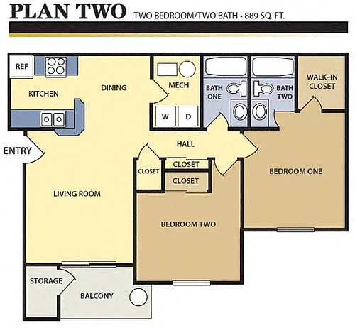 Floor plan Two Bedroom/Two Bath