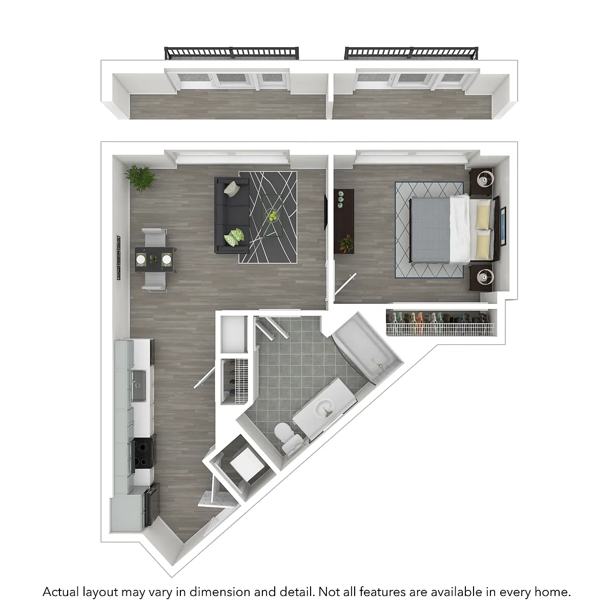 Floor plan 1x1 664 SF