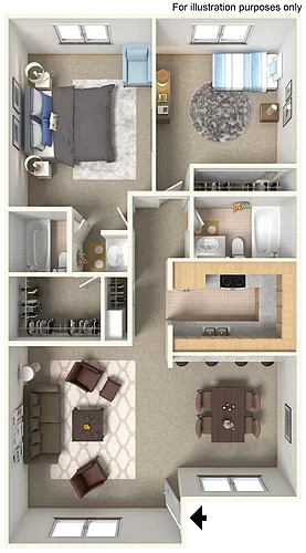 Floor plan 2 Bed 2 Bath