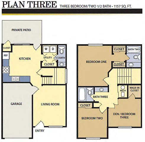 Floor plan Three Bedroom/Two Bath