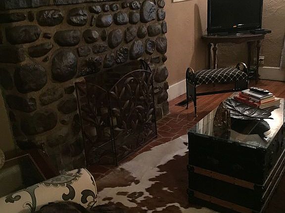 River rock fireplace