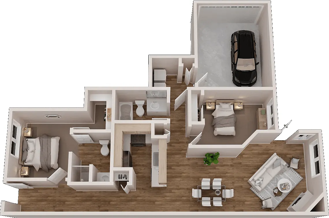 Floor plan 2X2 Townhome Renovated