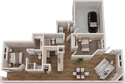 Floor plan 2X2 Townhome Renovated