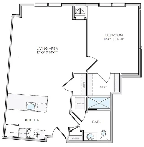 Floor plan 1 Bed/1 Bath-A3