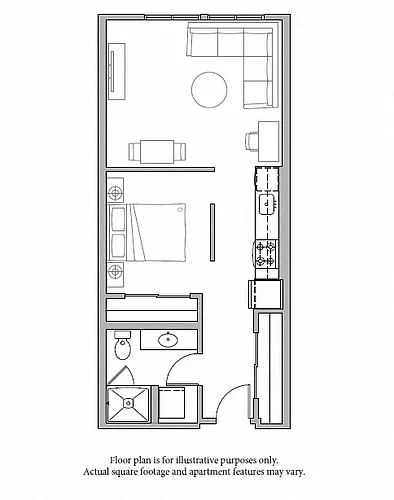 Floor plan O2 Open 1 Bed North