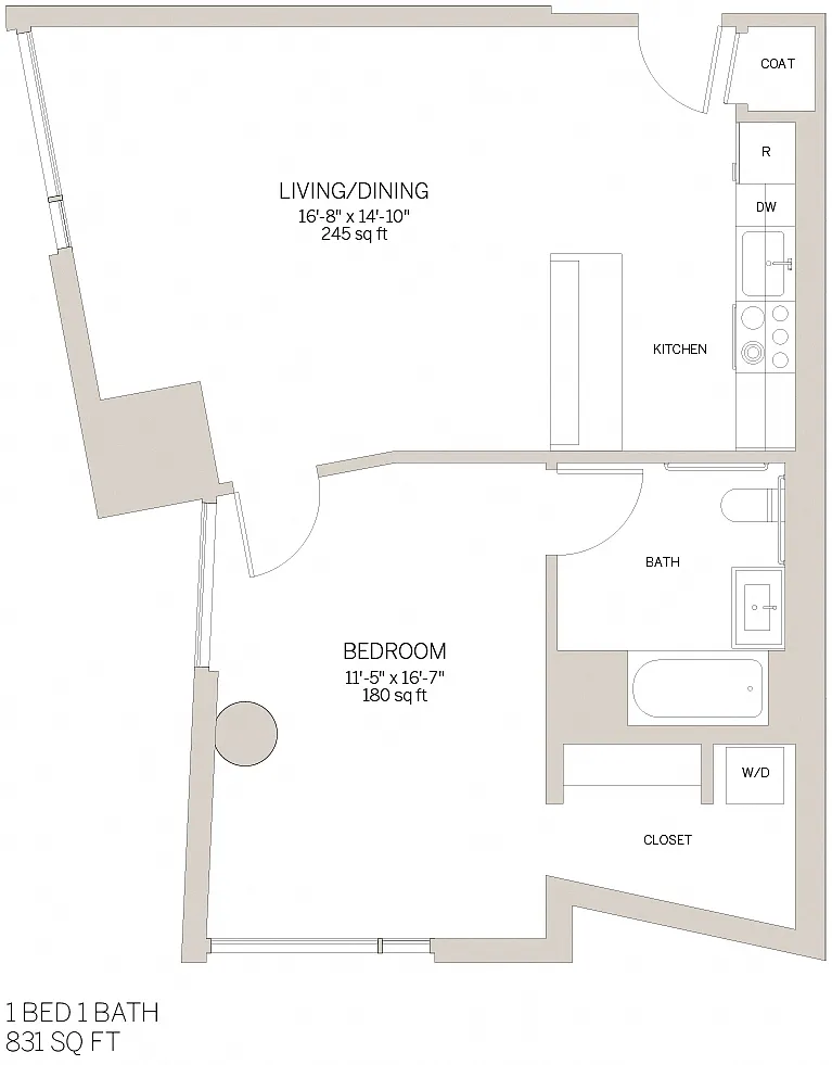 Floor plan One Bedroom - J