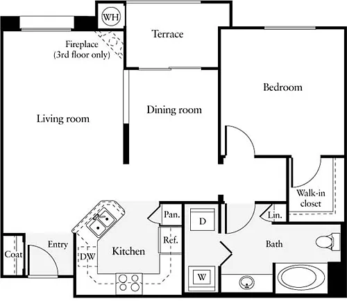 Floor plan 1 Bedroom C