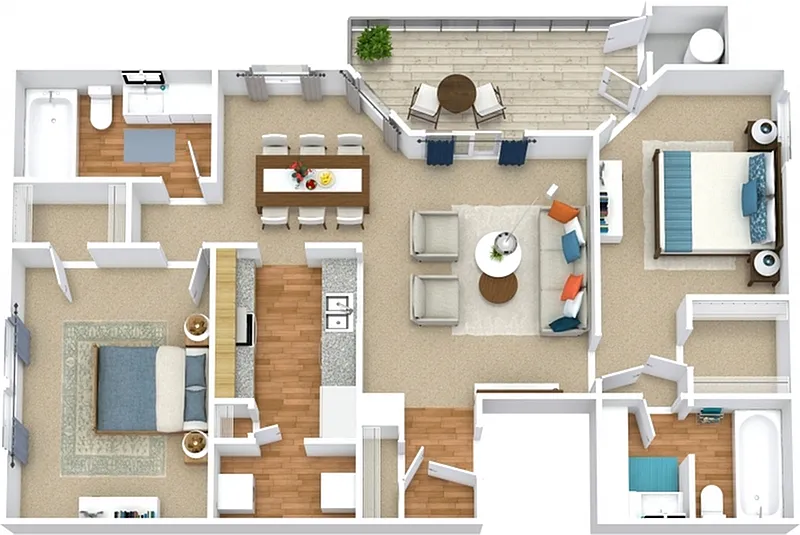 Floor plan 2 Bedroom 2 Bathroom