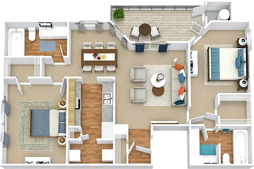 Floor plan 2 Bedroom 2 Bathroom