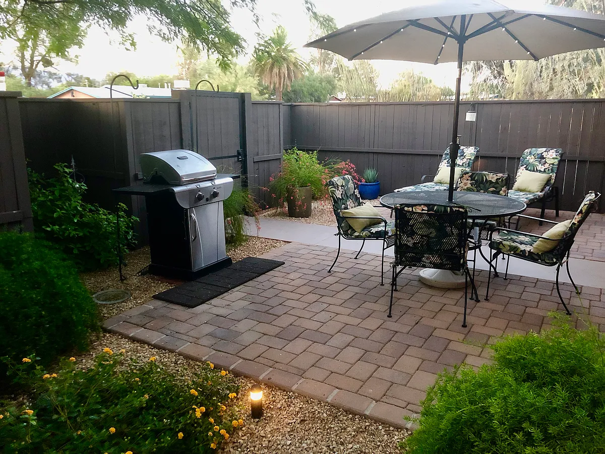 Propane Barbecue located on private patio for tenants use. Tenant responsible for refills. 
Non of the patio furniture included. - 4034 E Alhambra Pl