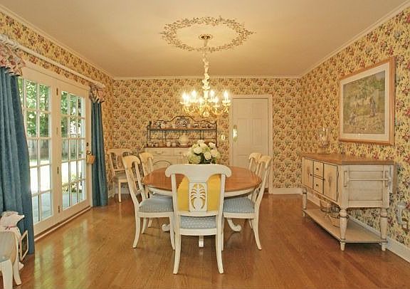Dining room with French doors to patio