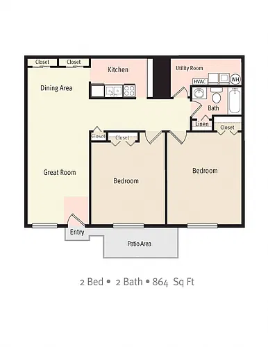 Floor plan 2 Bedroom/2 Bath