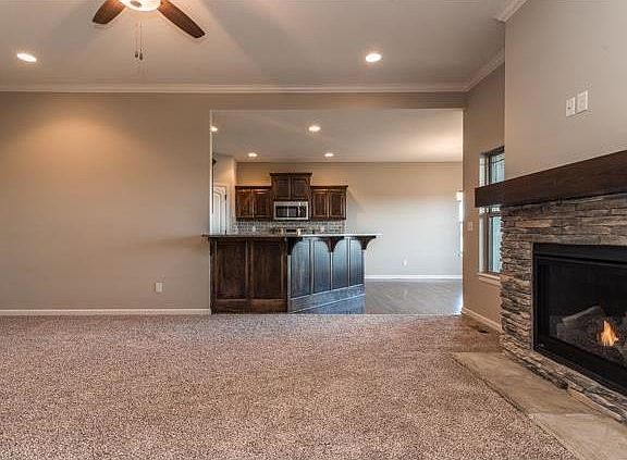 View of the kitchen from the great room.
