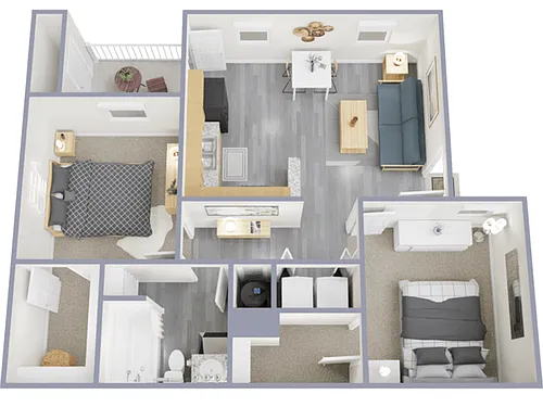 Floor plan 2 Bed, 1 Bath