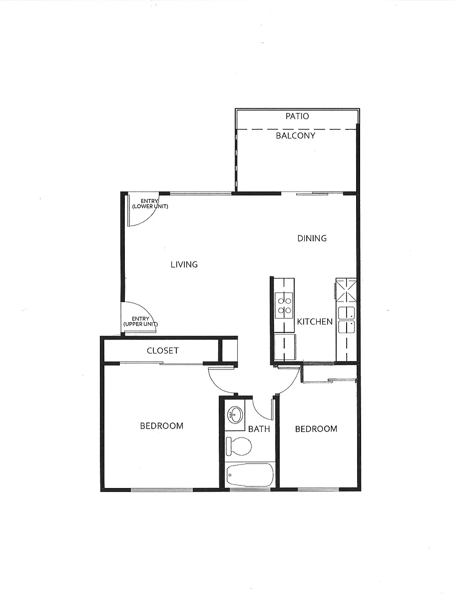 Floor plan 2 BED 1 BATH
