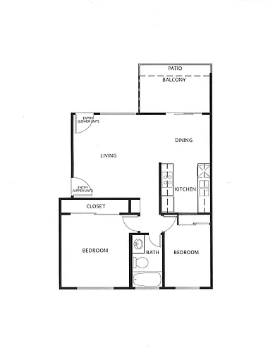 Floor plan 2 BED 1 BATH
