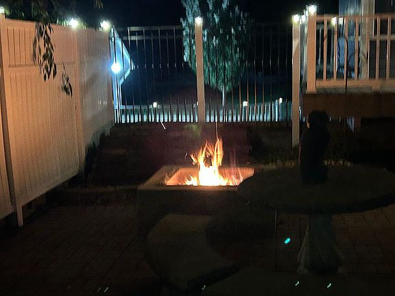 Private fenced in backyard