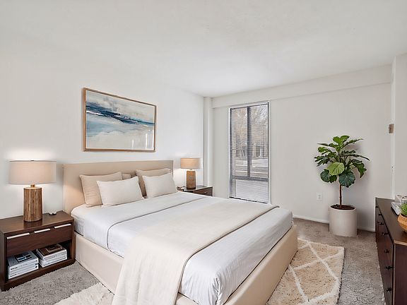 Bedroom with natural light and closet space