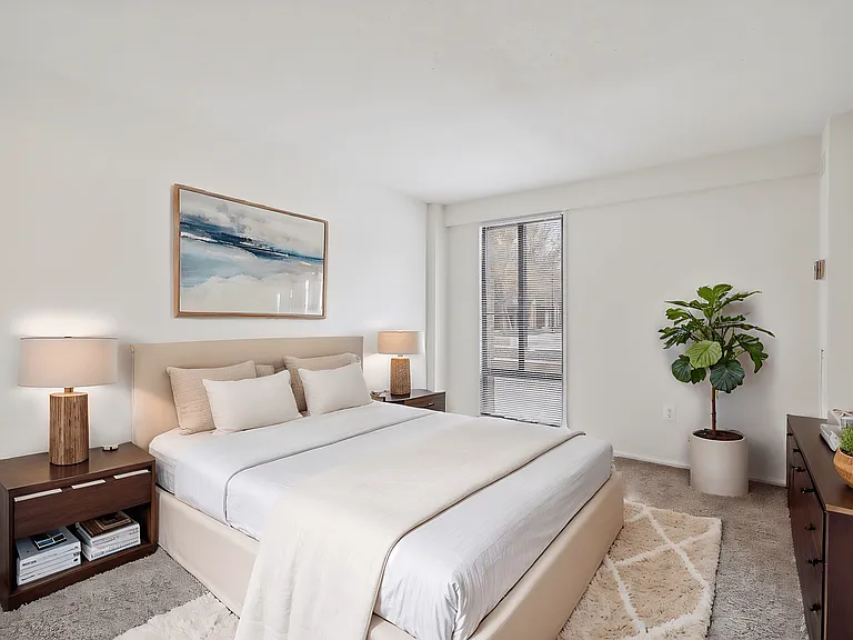 Bedroom with natural light and closet space