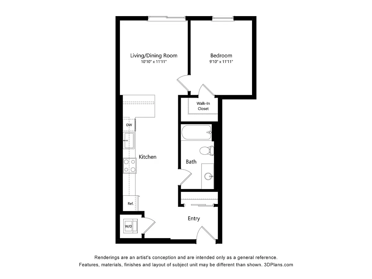 Floor plan 1 Bed 1 Bath R