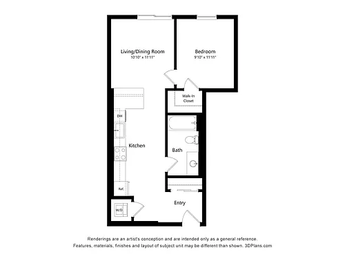 Floor plan 1 Bed 1 Bath R