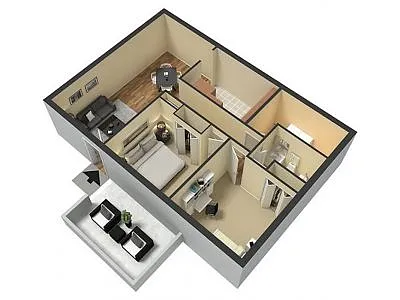 Floor plan 2 Bedroom 1Bath