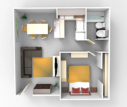 Floor plan Plan C 1x1