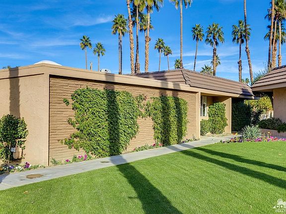Front of this William Krisel designed Mid-Century Modern condo, located behind the gates of the Indian Wells Country Club.