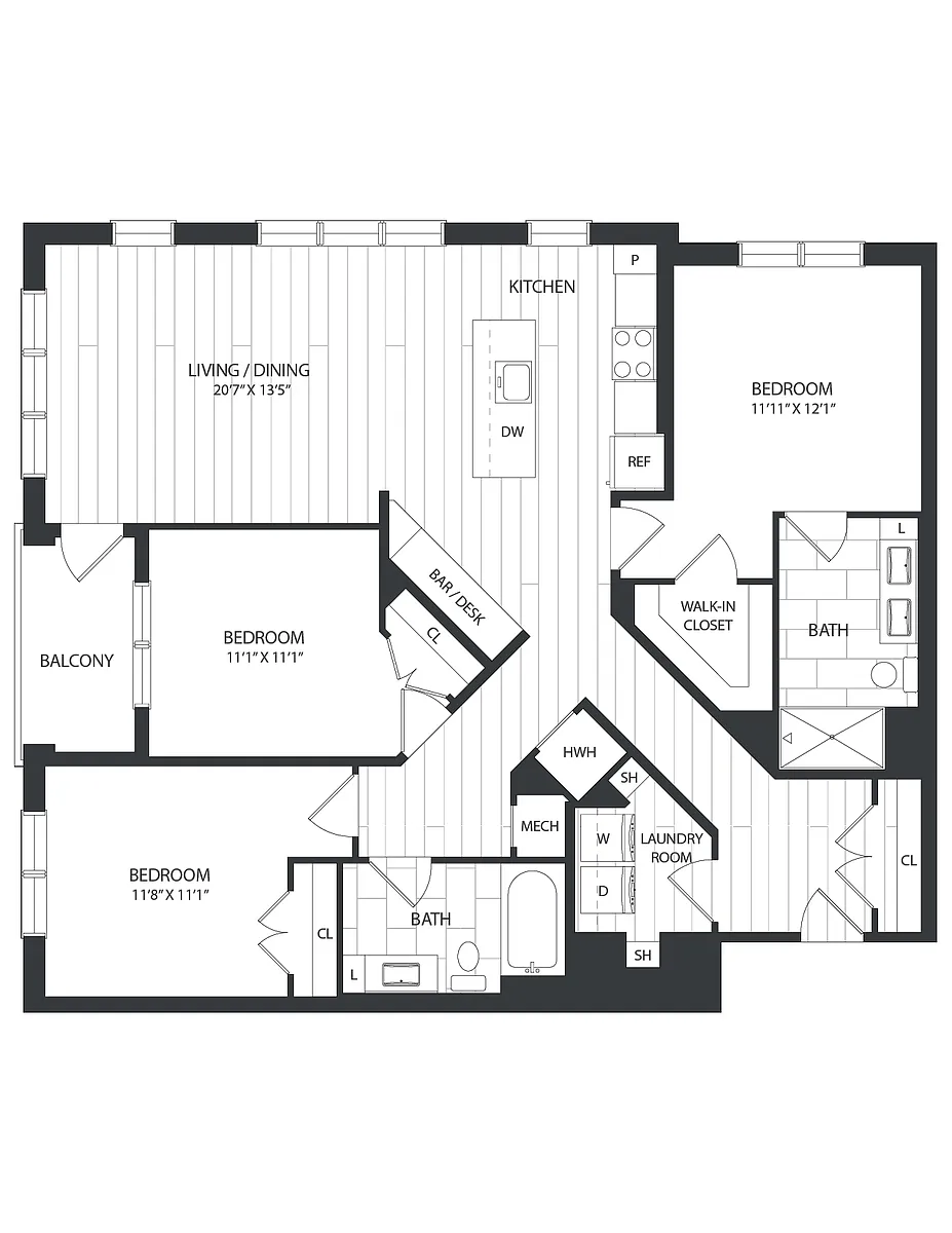 Floor plan 3 Bed/2 Bath-C1A