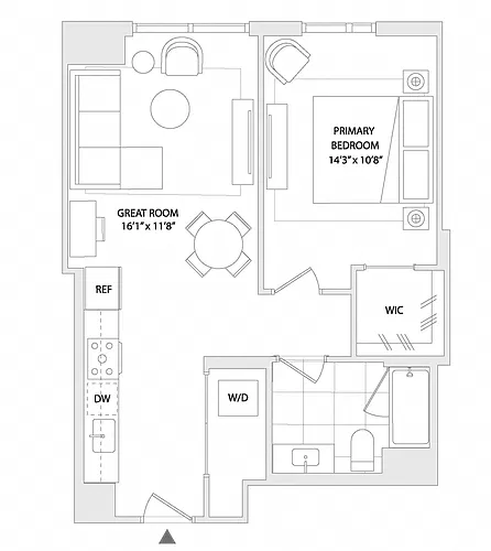Floor plan 1 BED C6