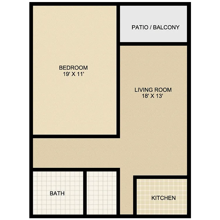 Floor plan The Canyon (1 Bed/1 Bath)