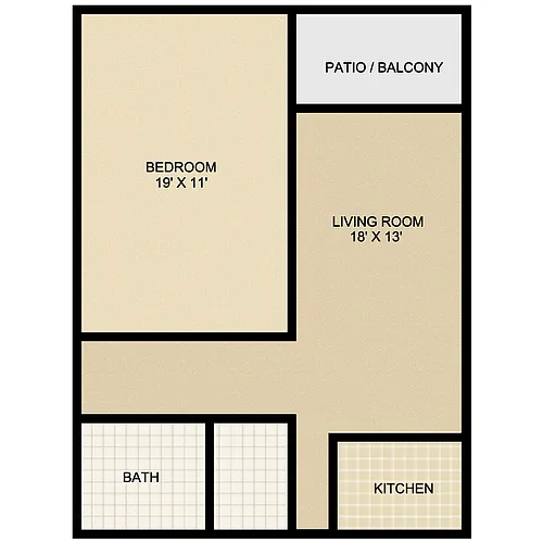 Floor plan The Canyon (1 Bed/1 Bath)