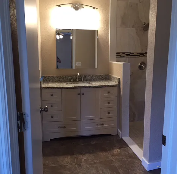 Master bath, with walk-in closet and skylight