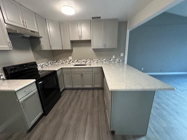 modern kitchen with new cabinets and beautiful quartz countertop