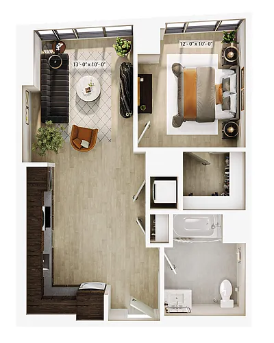 Floor plan 1 Bed/1 Bath-A7 ADA