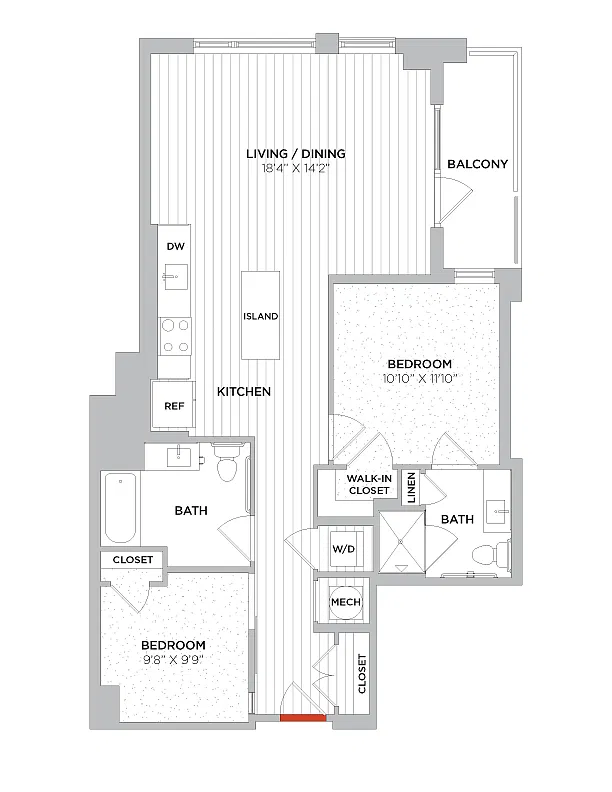 Floor plan 2 Bed/2 Bath-C03 Type A West