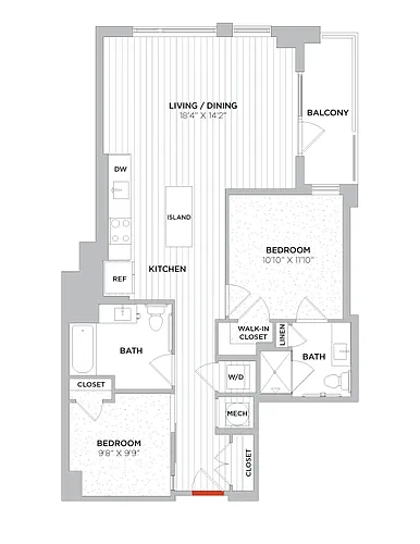 Floor plan 2 Bed/2 Bath-C03 Type A West