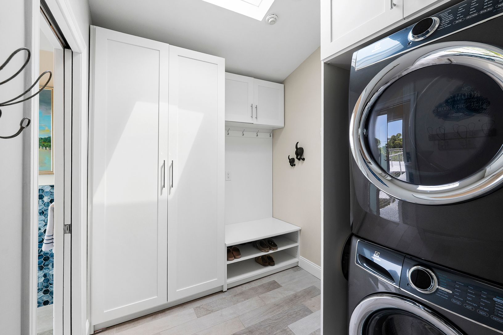 Laundry / mudroom accessible to outside with built in storage.