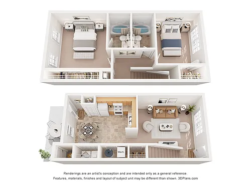 Floor plan Two Bedroom Townhome