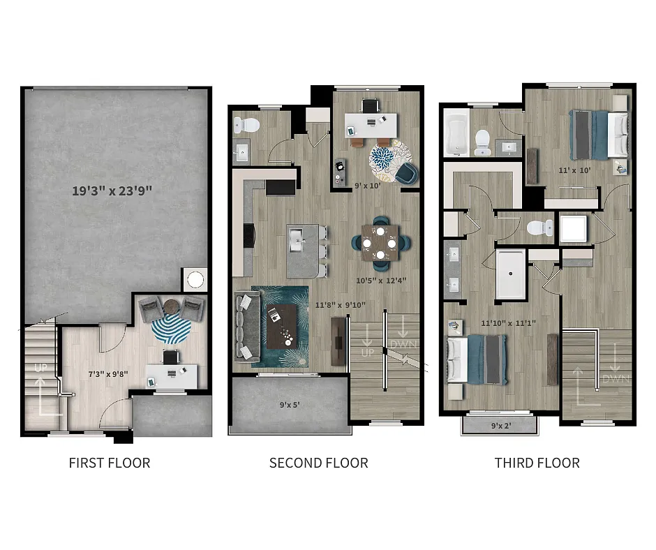 Floor plan B2 - 2 Bedroom with Den & Office